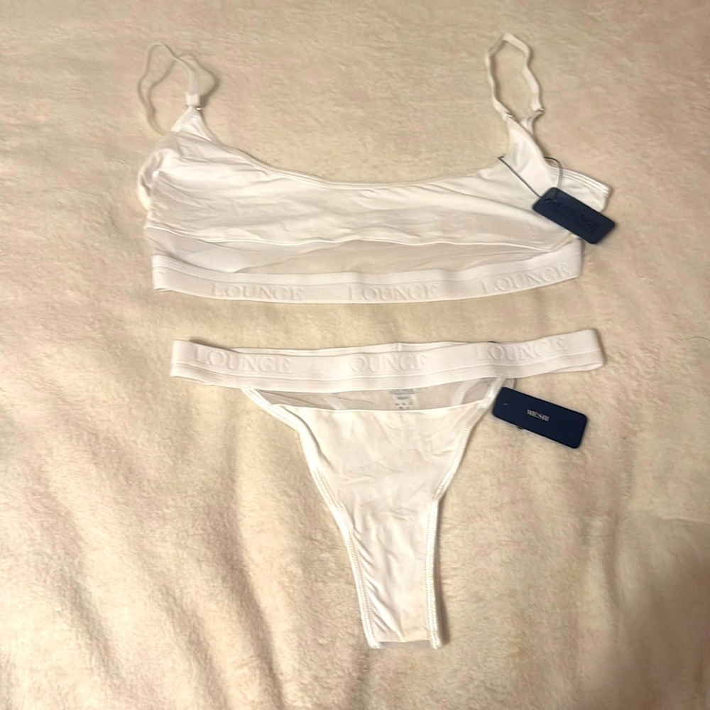 Lounge white Mesh Bra and Panty set